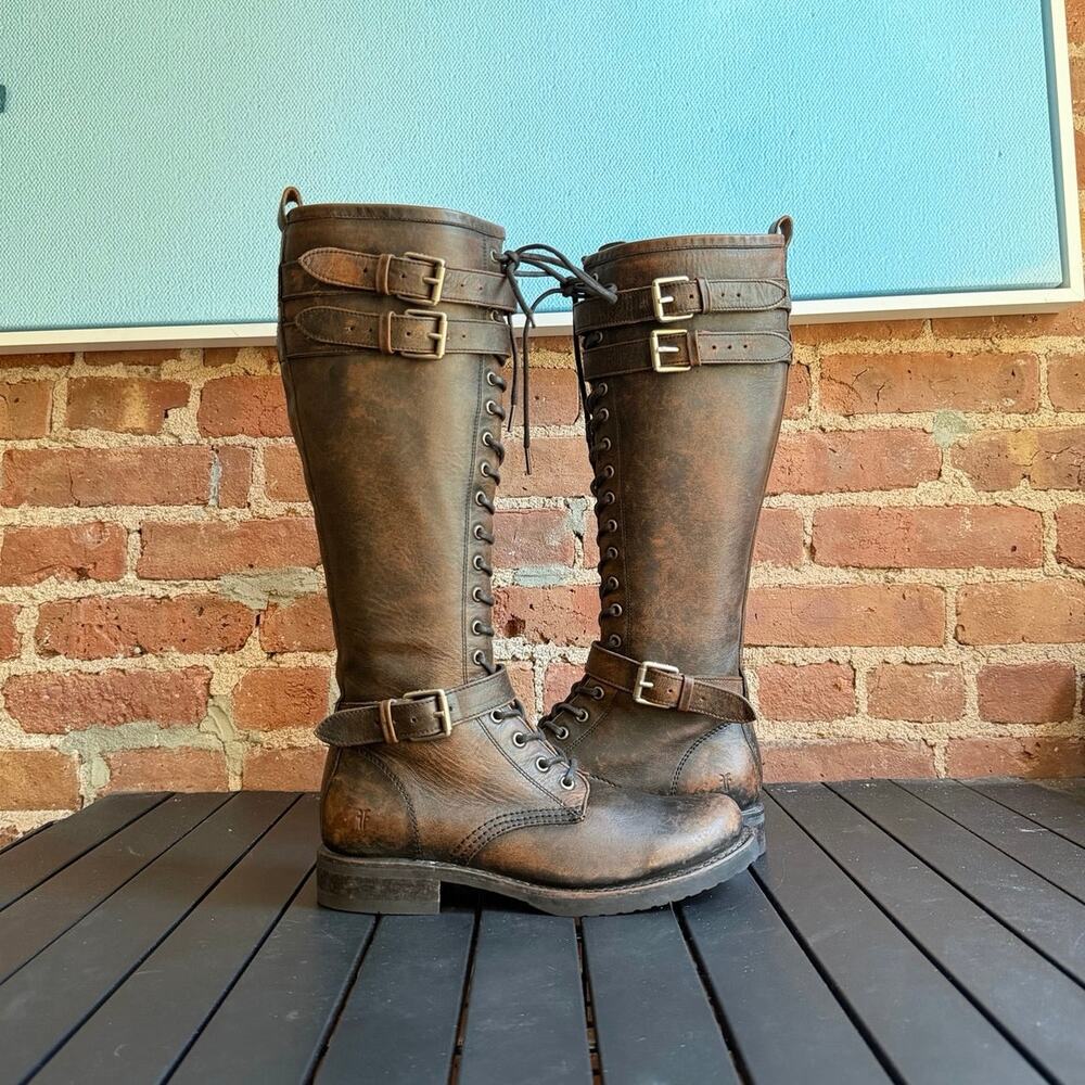 Frye Veronica Buckle Combat Boots